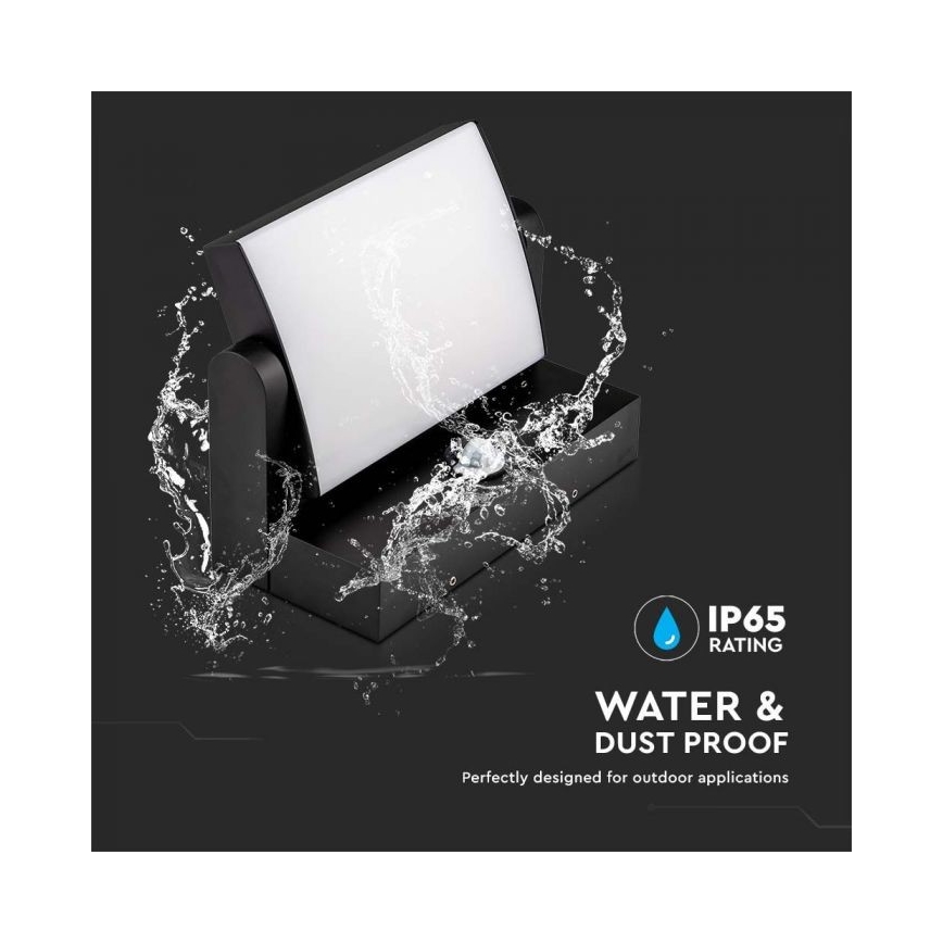 LED Āra sienas lampa ar sensoru LED/17W/230V 4000K IP65 melna