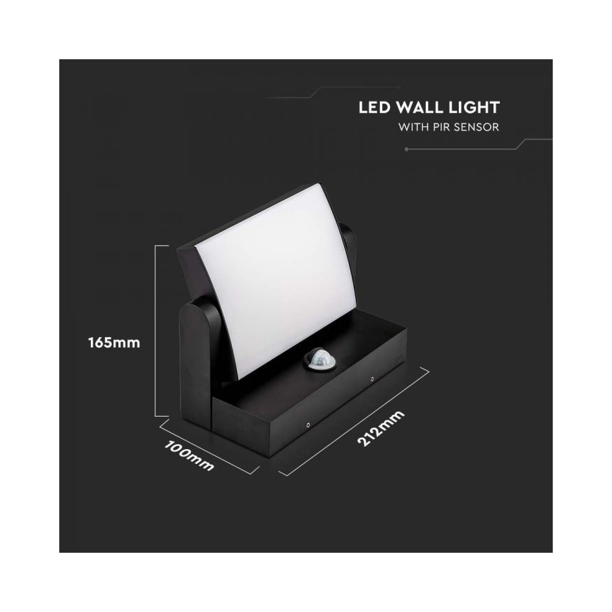 LED Āra sienas lampa ar sensoru LED/17W/230V 4000K IP65 melna