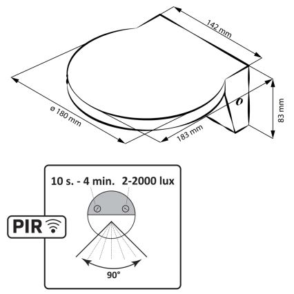 LED Āra sienas lampa ar sensoru TESA LED/10W/230V IP54 melna