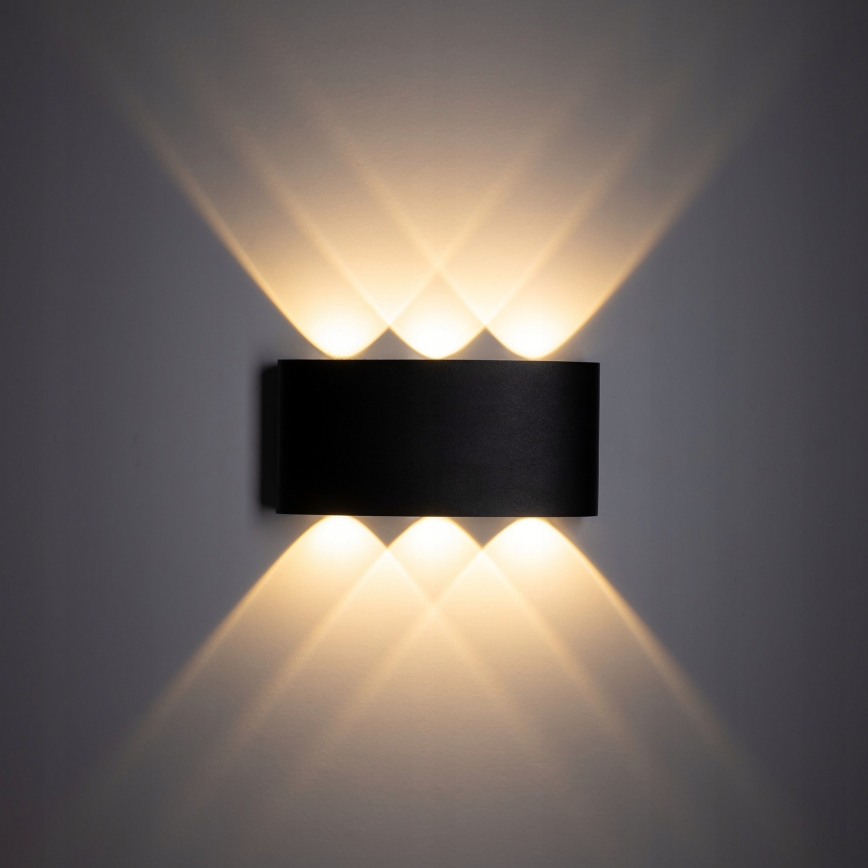 LED Āra sienas lampa ARROW 6xLED/1W/230V IP54 melna