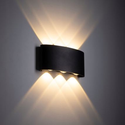 LED Āra sienas lampa ARROW 6xLED/1W/230V IP54 melna