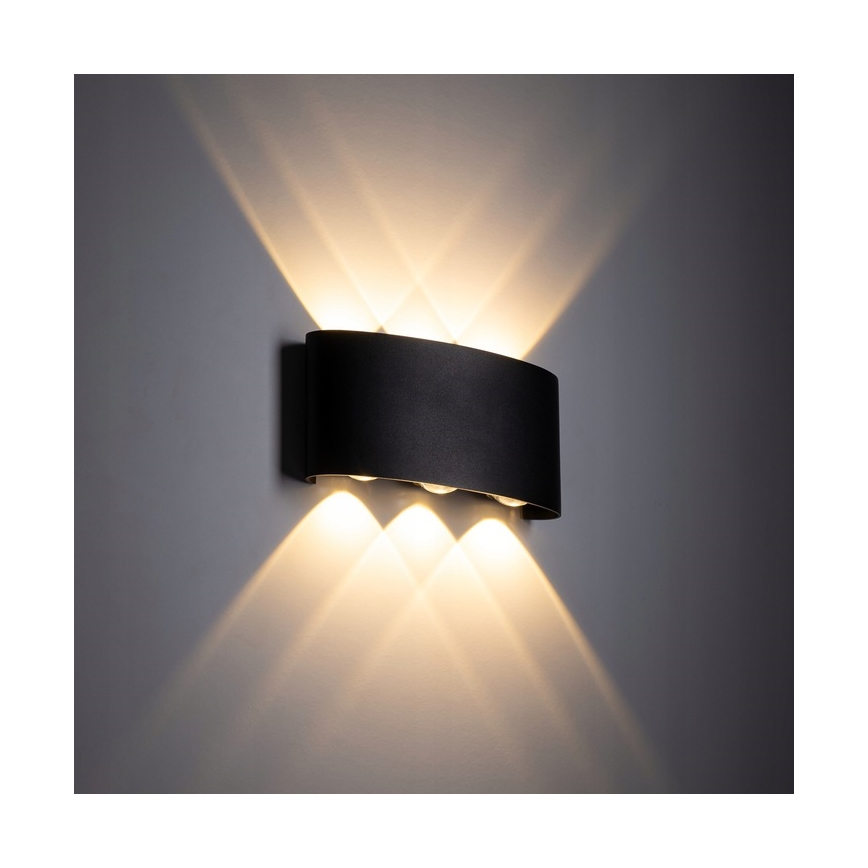 LED Āra sienas lampa ARROW 6xLED/1W/230V IP54 melna