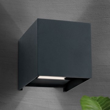 LED Āra sienas lampa CUBE 2xLED/3W/230V IP54 antracīta