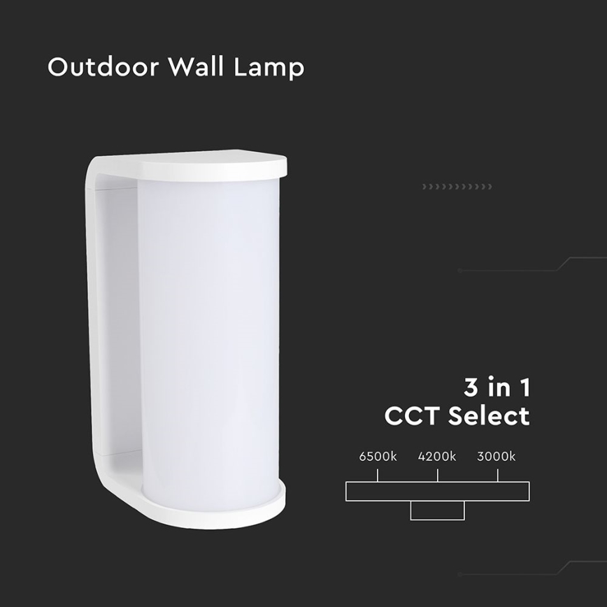 LED Āra sienas lampa LED/12W/230V 3000/4200/6500K IP65 balta