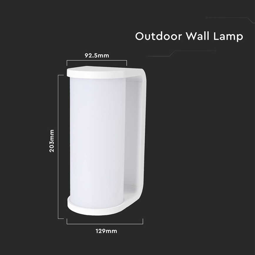 LED Āra sienas lampa LED/12W/230V 3000/4200/6500K IP65 balta
