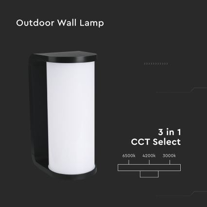 LED Āra sienas lampa LED/12W/230V 3000/4200/6500K IP65 melna