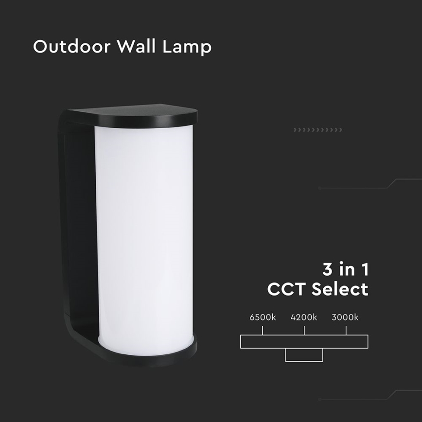 LED Āra sienas lampa LED/12W/230V 3000/4200/6500K IP65 melna