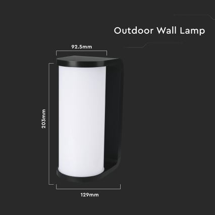 LED Āra sienas lampa LED/12W/230V 3000/4200/6500K IP65 melna