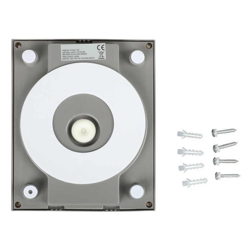 LED Āra sienas lampa LED/12W/230V 3000K IP65 pelēka