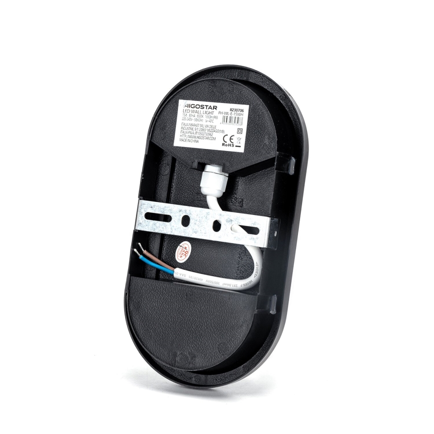 LED Āra sienas lampa LED/15W/230V 6500K melna IP65