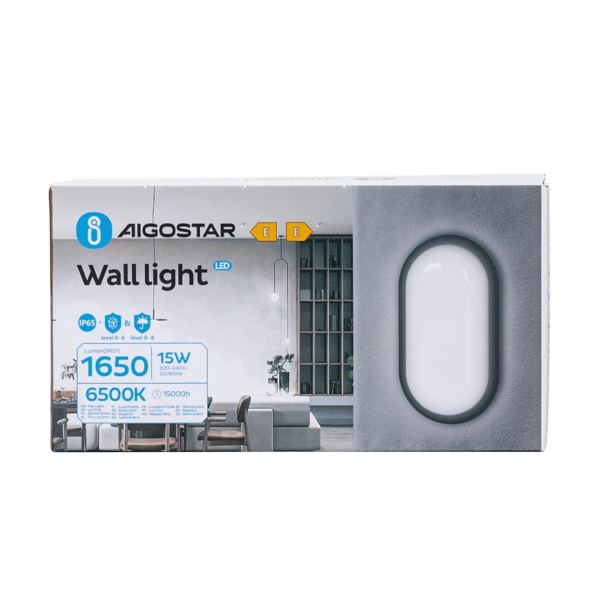 LED Āra sienas lampa LED/15W/230V 6500K melna IP65