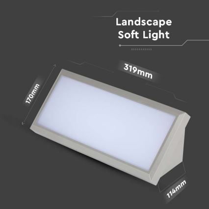 LED Āra sienas lampa LED/20W/230V 3000K IP65 pelēka