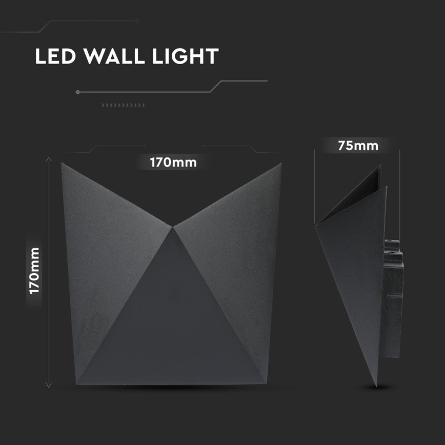 LED Āra sienas lampa LED/5W/230V 3000K IP65 melna