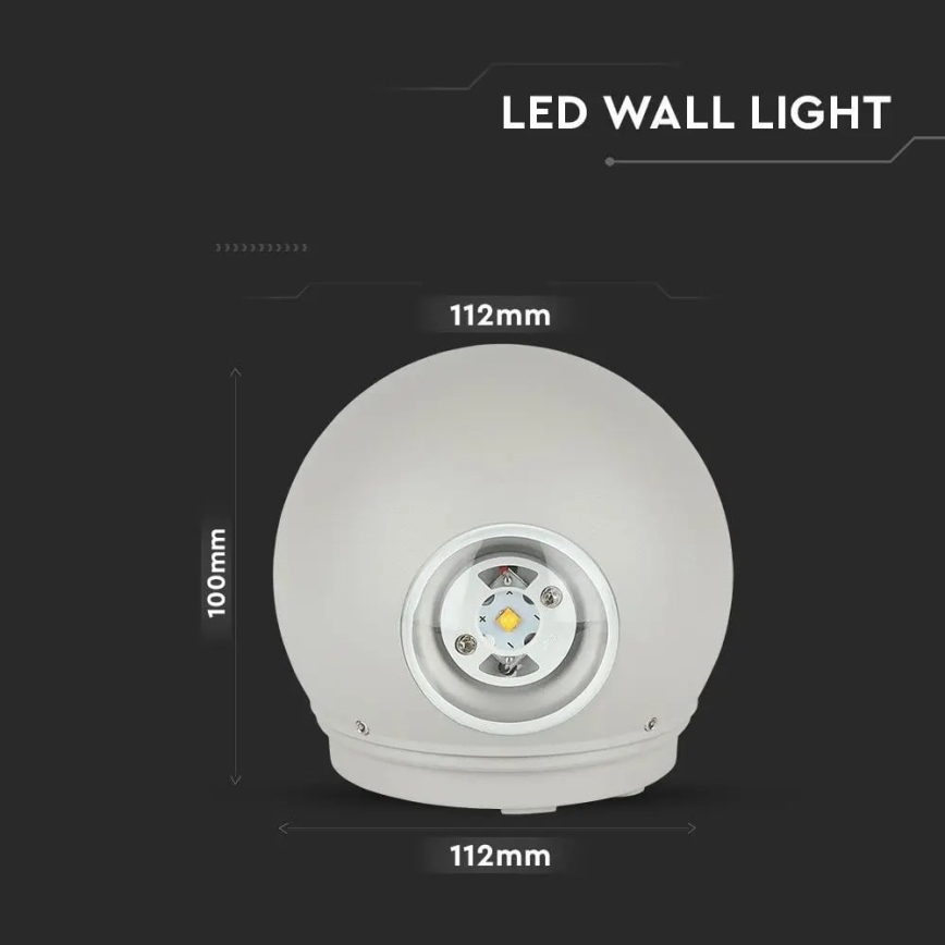 LED Āra sienas lampa LED/6W/230V 3000K IP65 pelēka