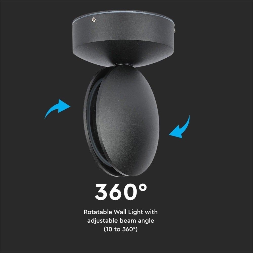 LED Elastīga āra sienas lampa LED/7W/230V 3000K IP65 melna