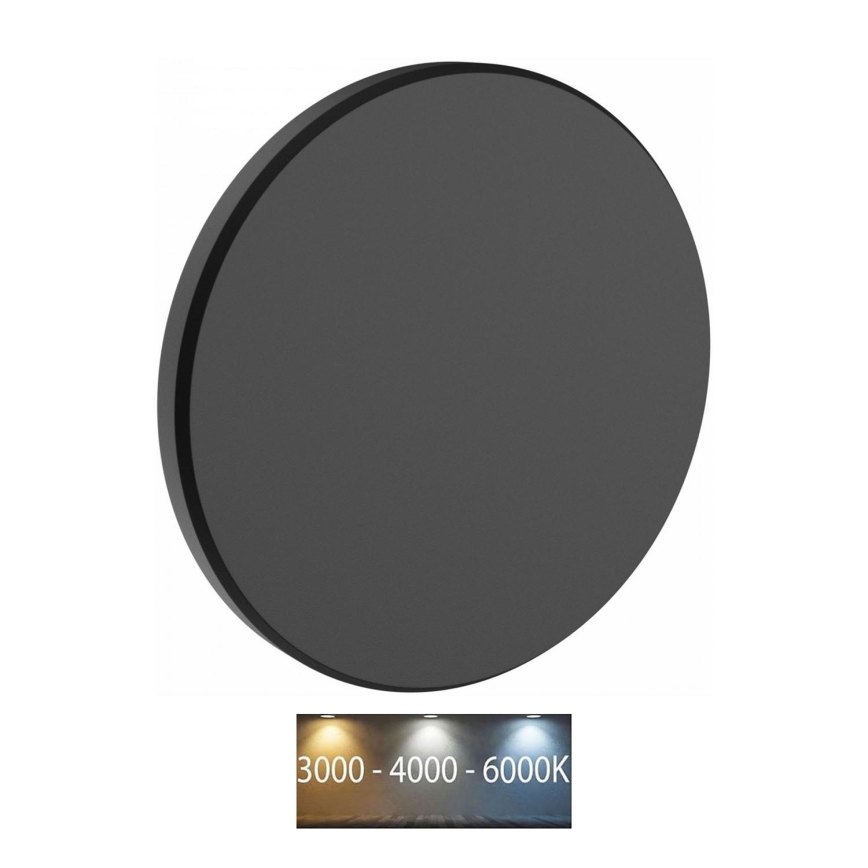 LED Āra sienas lampa PIATTA LED/18W/230V 3000/4000/6000K d. 25 cm IP44 melna
