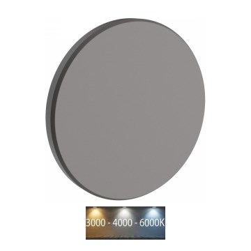 LED Āra sienas lampa PIATTA LED/18W/230V 3000/4000/6000K d. 25 cm IP44 pelēka
