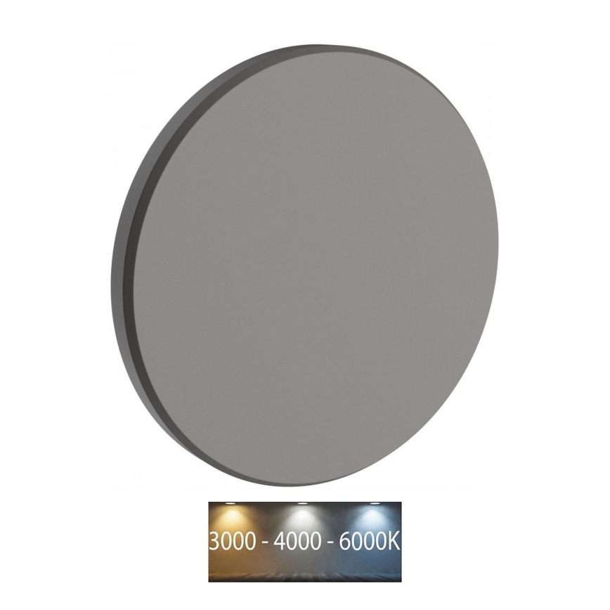 LED Āra sienas lampa PIATTA LED/18W/230V 3000/4000/6000K d. 25 cm IP44 pelēka
