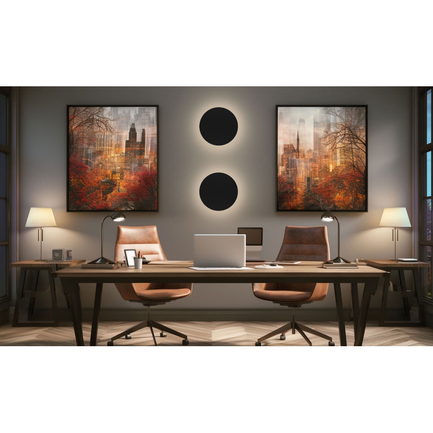 LED Āra sienas lampa PIATTA LED/18W/230V 3000/4000/6000K d. 25 cm IP44 melna