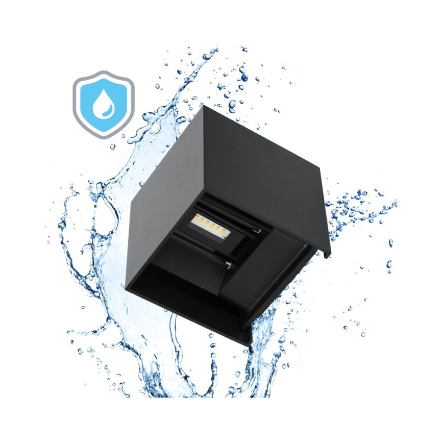 LED Āra sienas lampa QUERK 2xLED/3W/230V 3000K IP54 melna