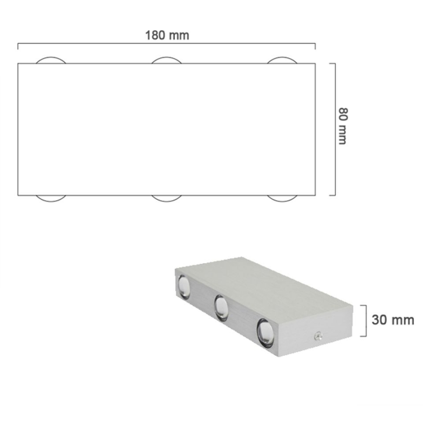 LED Āra sienas lampa SILBER 6xLED/1W/230V IP54
