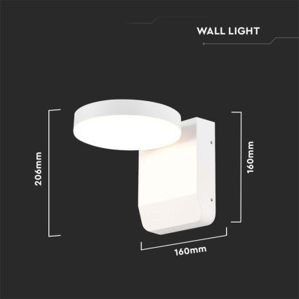 LED Āra sienas locāma lampa LED/17W/230V IP65 3000K balta