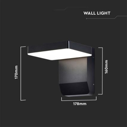 LED Āra sienas locāma lampa LED/17W/230V IP65 3000K melna