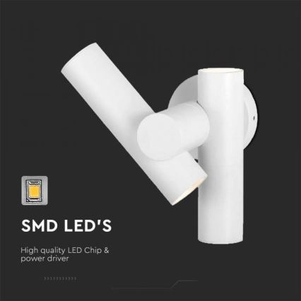 LED Āra sienas locāms starmetis 2xLED/3W/230V 3000K IP44, balta