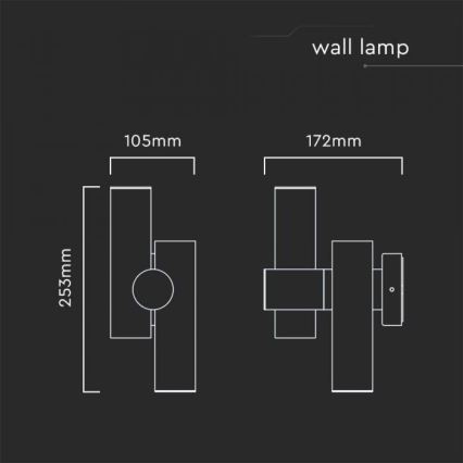 LED Āra sienas locāms starmetis 2xLED/3W/230V 3000K IP44, balta