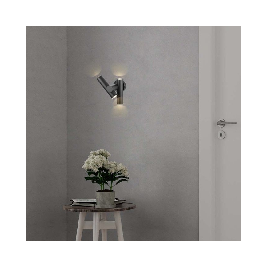 LED Āra sienas locāms starmetis 2xLED/3W/230V 3000K IP44, melns