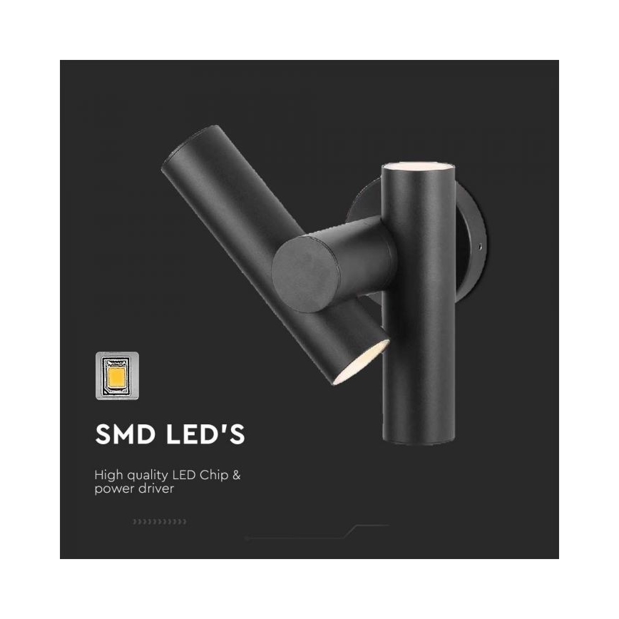LED Āra sienas locāms starmetis 2xLED/3W/230V 3000K IP44, melns