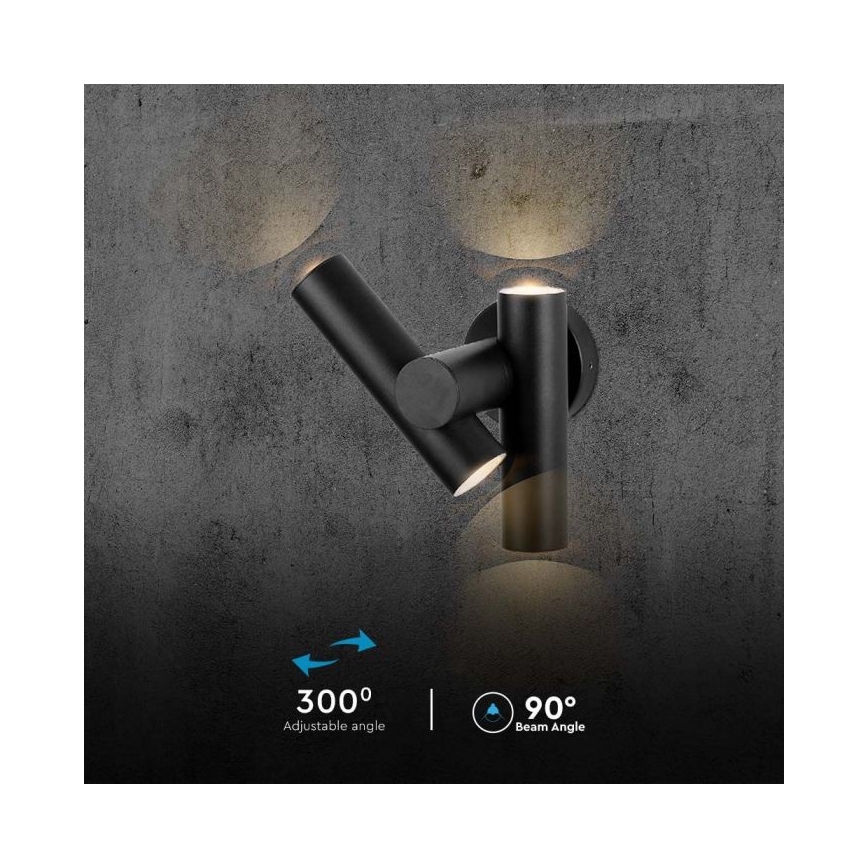 LED Āra sienas locāms starmetis 2xLED/3W/230V 3000K IP44, melns