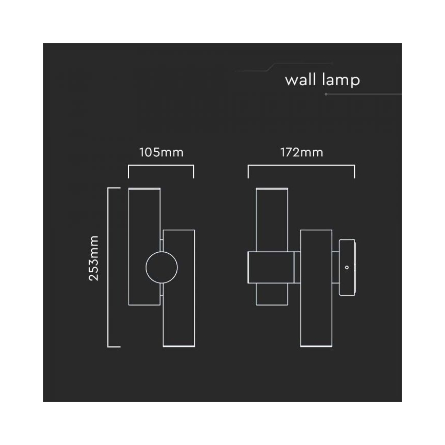 LED Āra sienas locāms starmetis 2xLED/3W/230V 3000K IP44, melns