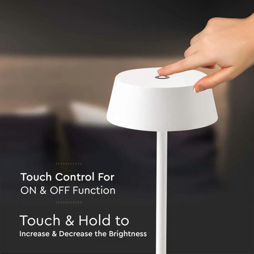 LED Āra regulējama pieskāriena uzlādes galda lampa LED/2W/5V 4400 mAh IP54 balta