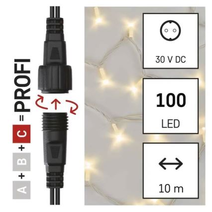 LED āra virtene 100xLED/10m IP44 silti balta