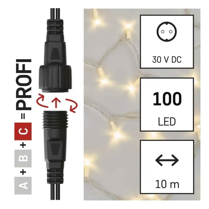 LED āra virtene 100xLED/10m IP44 silti balta