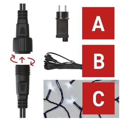 LED āra virtene 100xLED/15m IP44 auksti balta