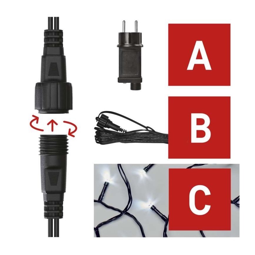 LED āra virtene 100xLED/15m IP44 auksti balta