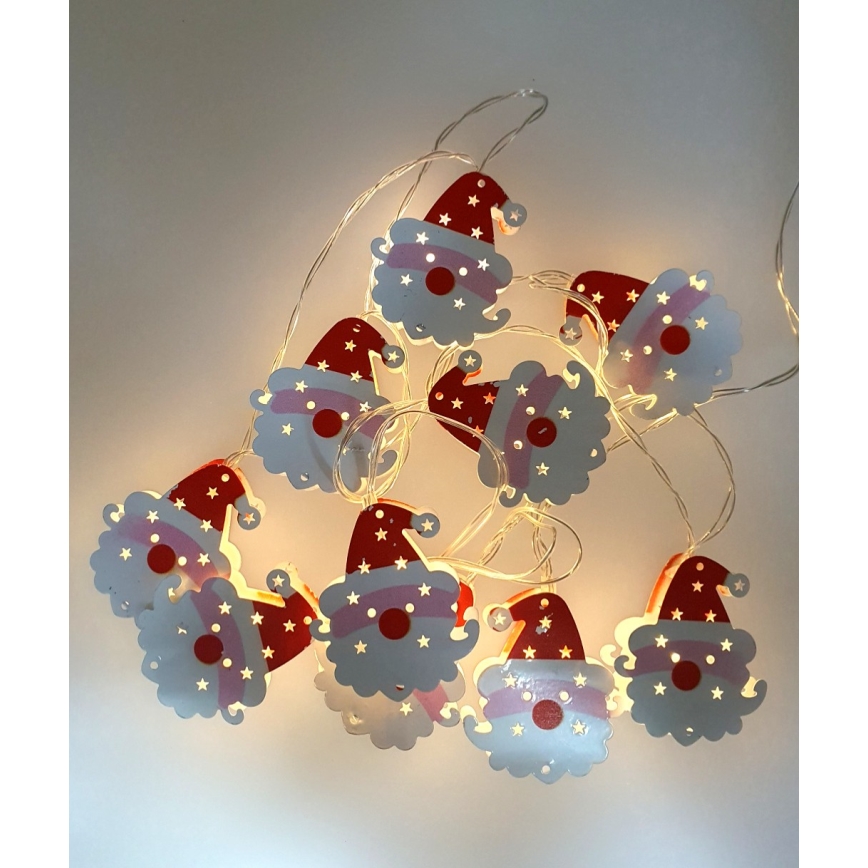 LED āra virtene 10xLED/2xAA 1,65 m IP44 silti balta Ziemassvētku vecītis