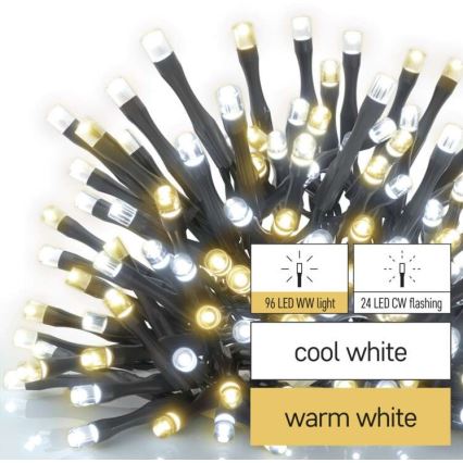 LED āra virtene 120 LED, 2 darbības režīmi, 17 m, IP44, siltā/aukstā gaisma