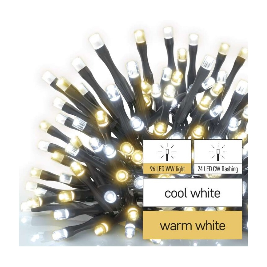 LED āra virtene 120 LED, 2 darbības režīmi, 17 m, IP44, siltā/aukstā gaisma