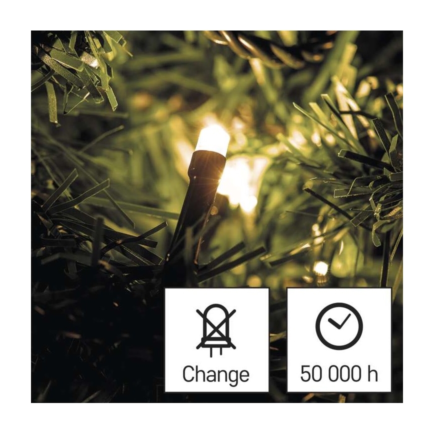 LED āra virtene 120xLED/3xAA, 8,9 m, IP44, siltā balta