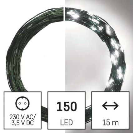 LED āra virtene 150xLED/20m IP44 auksti balta