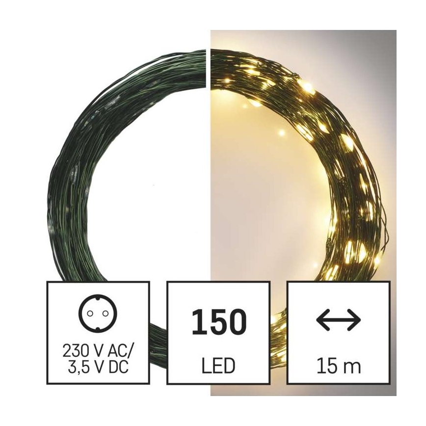 LED āra virtene 150xLED/20m IP44 silta balta