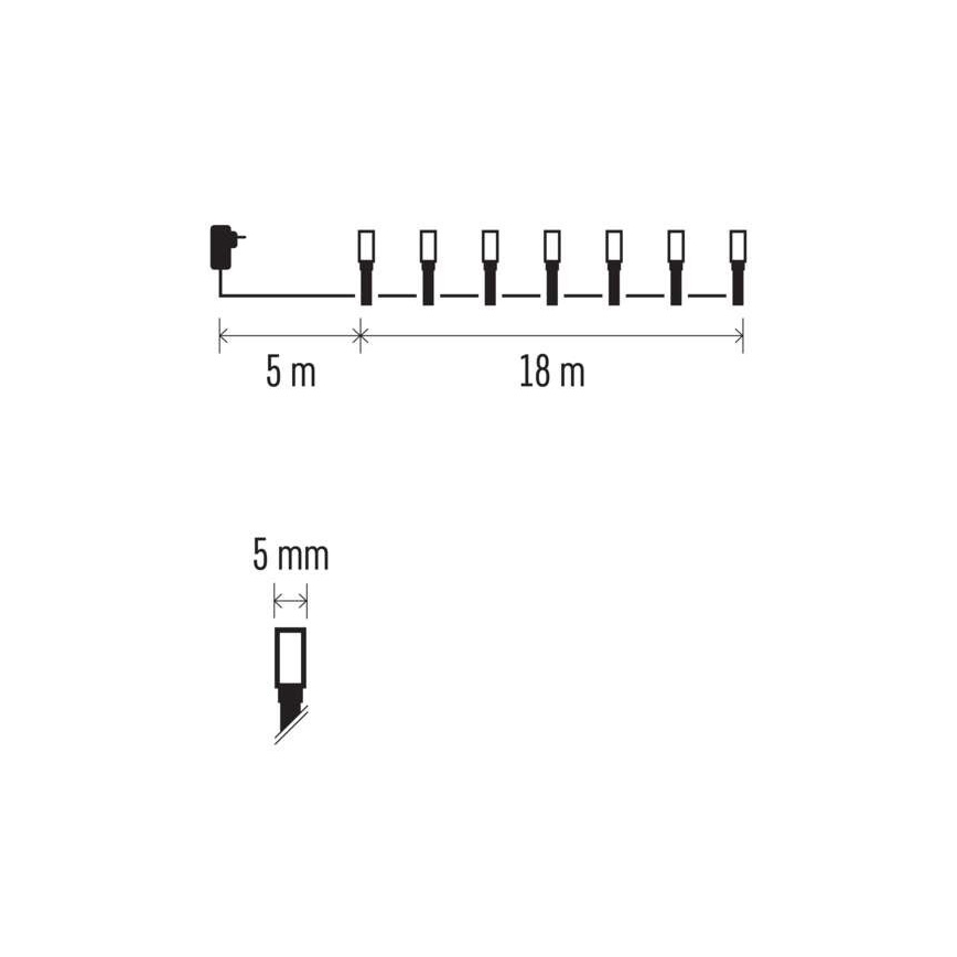 LED āra virtene 180 LED, 23 m, IP44, daudzkrāsaina