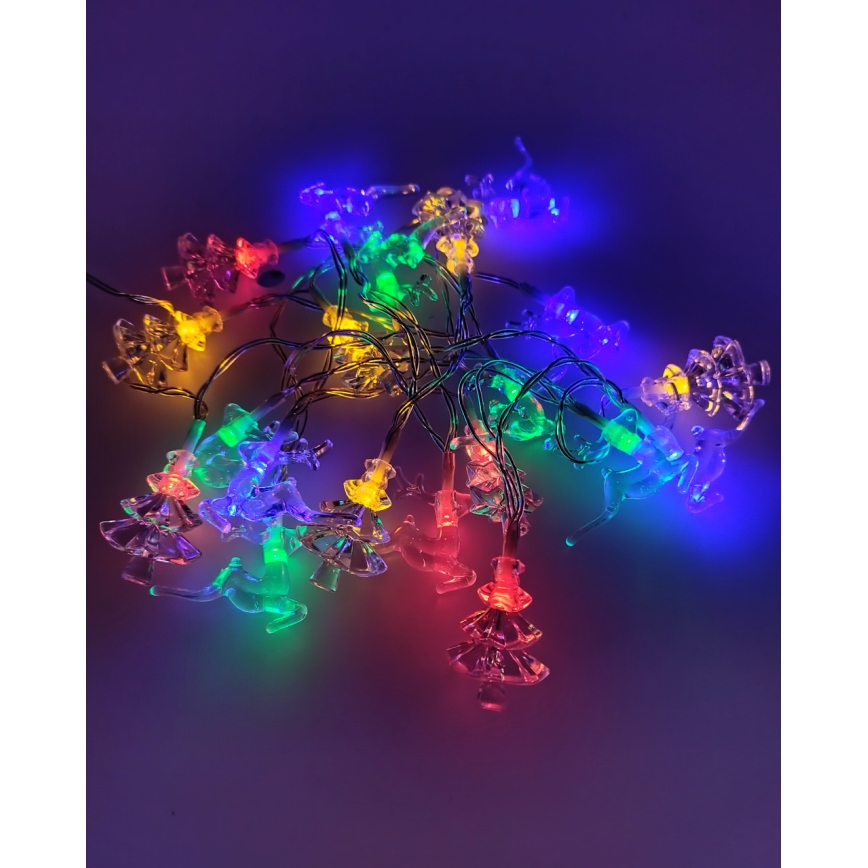 LED āra virtene 20xLED/2xAA, 2,2 m, IP44, daudzkrāsu — eglītes un ziemeļbriedīši