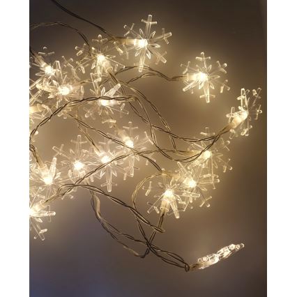 LED āra virtene 20xLED/2xAA 2,2 m IP44 silti balta ar sniegpārslām
