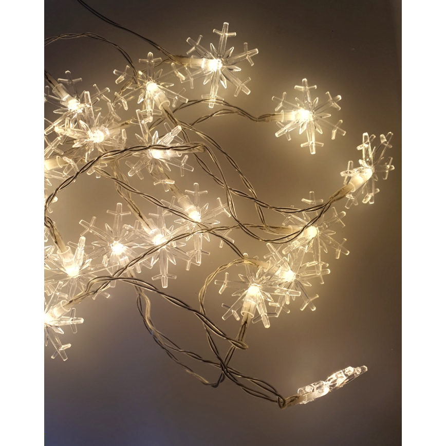 LED āra virtene 20xLED/2xAA 2,2 m IP44 silti balta ar sniegpārslām
