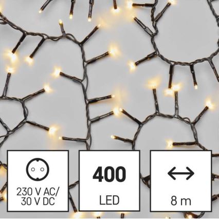 LED āra virtene, 400 LED, 13 m, IP44, siltā balta