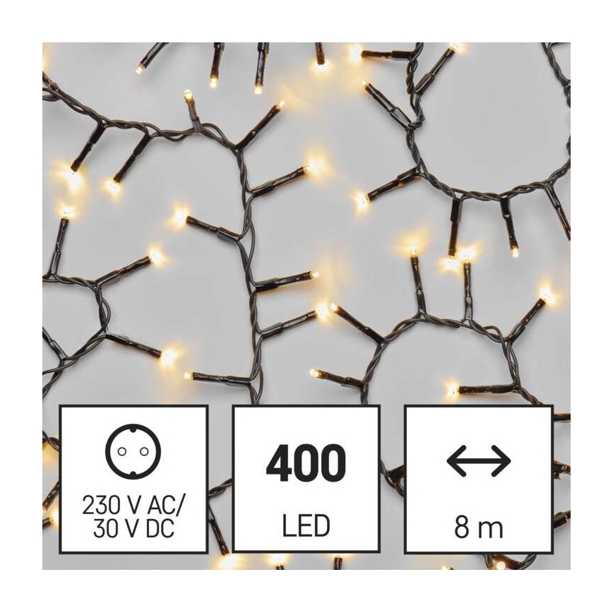 LED āra virtene, 400 LED, 13 m, IP44, siltā balta